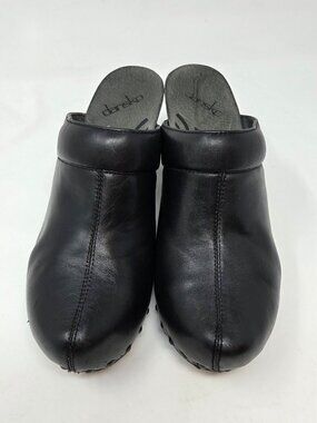 Dansko Rae Black Leather Heel Clog, Size 40 EU/9.5-10 US